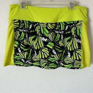 Fila Neon Green butterfly Athletic Golfing Skirt with Shorts